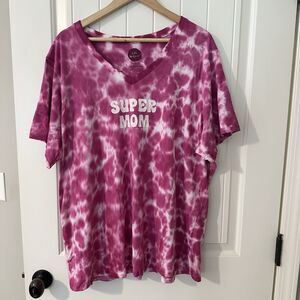 Life Is Good T-shirt Super Mom Crusher Tee Womens Plus Size XXXL 3X Pink Tie Dye